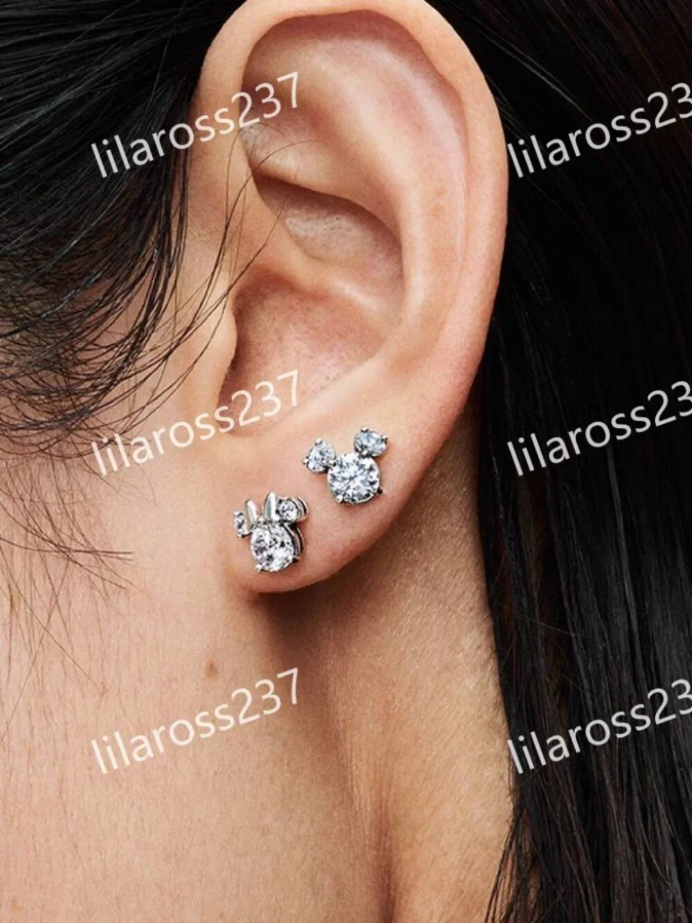 Disney Mickey Mouse & Minnie Mouse Sparkling Stud Earrings